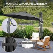 Black 3m Cantilever Parasol with 360° Rotation and Crank Handle for Garden by Outsunny