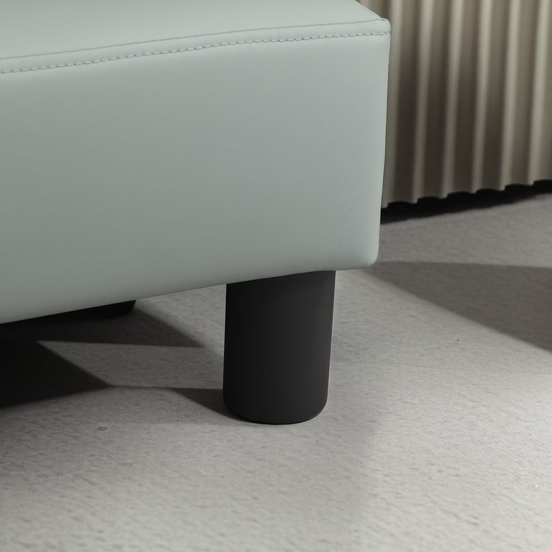 Grey PU Leather Footstool with Four Sturdy Plastic Legs by HOMCOM