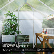 Walk In Polycarbonate Greenhouse With Aluminium Frame And Sliding Door 6x4ft Silver AOSOM