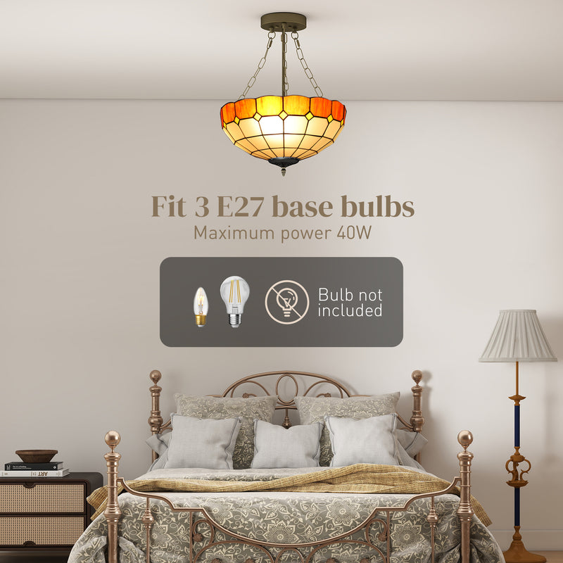 Vintage Ceiling Light with 3 E27 Bulb Holders Ideal for Living Rooms Semi Flush Mount