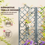 Raised Garden Bed with Trellis and Water Reservoir for Climbing Plants and Veggies Grey Outsunny