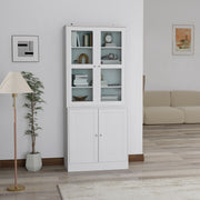 White Double Storage Display Cabinet with Shelves by HOMCOM
