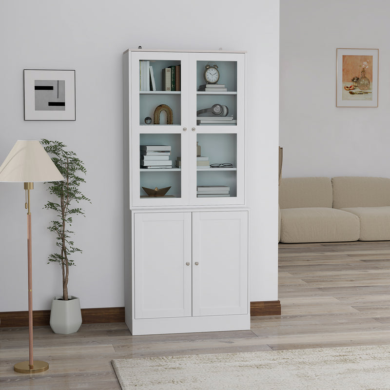 White Double Storage Display Cabinet with Shelves by HOMCOM