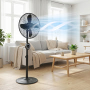 Pedestal Fan with Adjustable Height and Remote for Quiet Home Cooling Black AOSOM