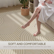 Jacquard Rug with Thick Foam Padding and Non Slip Backing for Busy Homes Cream AOSOM