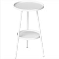 Outsunny Two-Tier Metal Garden Table - White AOSOM