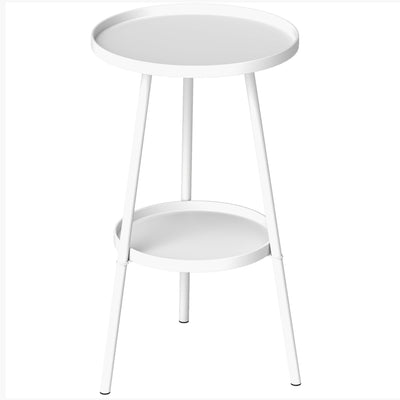 Outsunny Two-Tier Metal Garden Table - White AOSOM
