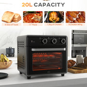 20L Mini Convection Oven with Air Fryer Function Ideal for Small Kitchens Black