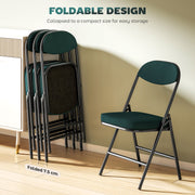 Set of Four Folding Corduroy Dining Chairs Ideal for Small Spaces and Extra Seating Blue