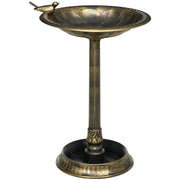Antique Bronze Bird Bath with Decorative Birds and Planter Base 72cm Tall by Outsunny