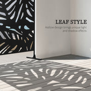 Black Metal Freestanding Privacy Screen 6.5FT Leaf Design for Garden Patio Pool by Outsunny