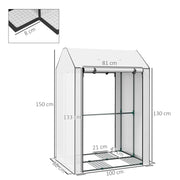 Portable Mini Greenhouse with 4 Shelves for Plants and Tomatoes Roll Up Door White