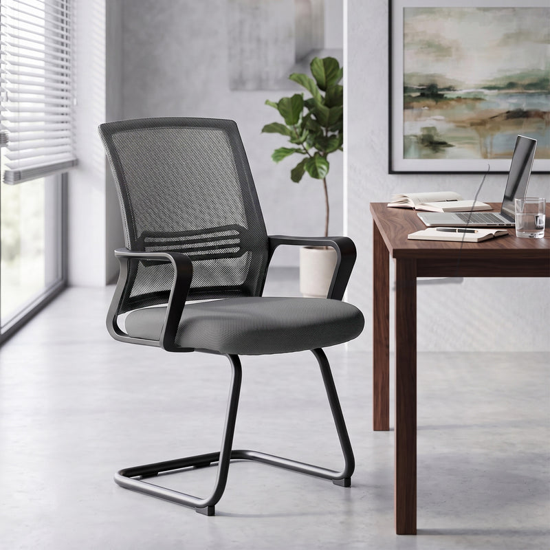 Mesh Desk Chair with Ergonomic Backrest for Comfortable Home Working Dark Grey