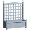 Wooden Raised Garden Planter With Trellis For Climbing Plants Indoor Outdoor Grey Outsunny