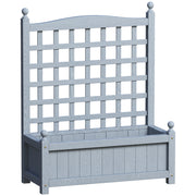 Wooden Raised Garden Planter With Trellis For Climbing Plants Indoor Outdoor Grey Outsunny