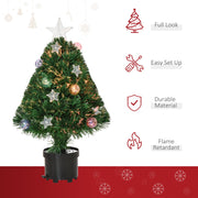 Tree with icons for full look, easy set up, durable material and flame retardant
