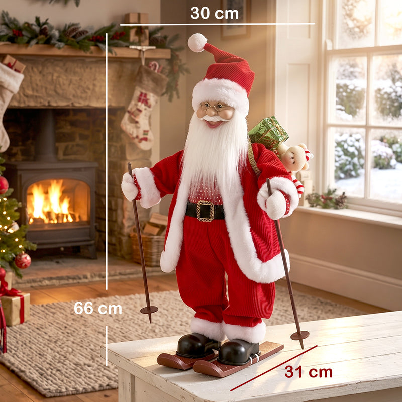 Skiing Santa figure with 66 cm height and 31 cm length marked
