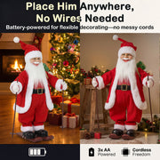Battery-powered graphic showing 3 AA batteries and cordless placement