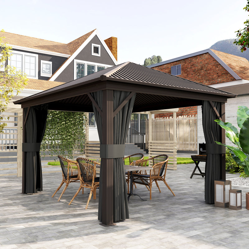 3.6 x 3m Aluminium Hardtop Gazebo with Accessories for Garden and Patio by Outsunny