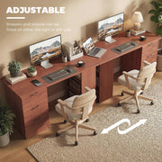 Home Office Computer Desk With Drawers and 3 Storage Shelves for Work or Study Walnut Brown AOSOM