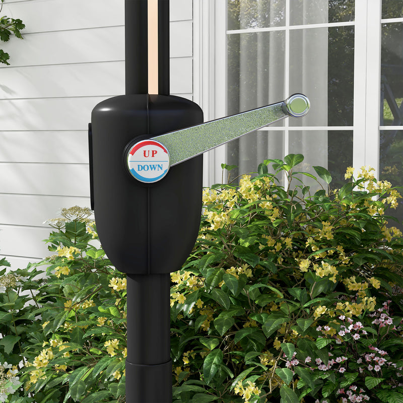 Dark Grey 2.65m Garden Parasol With LED Lights For Shaded Outdoor Evenings