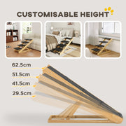 Adjustable 4 Step Dog Ramp For Large Dogs With Non Slip Folding Design For Bed Or Sofa Grey AOSOM