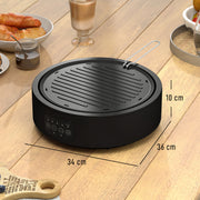 Electric Ceramic Hob with Grill Plate for All Pots 4 Heat Levels Portable 36cm Black AOSOM