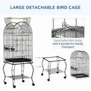 Large Bird Cage with Feeding Stand and Wheels for Easy Mobility 153cm, Grey