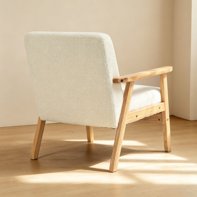 Wide Sherpa Fleece Accent Chair for Comfortable Lounging in Living Room or Bedroom Cream White
