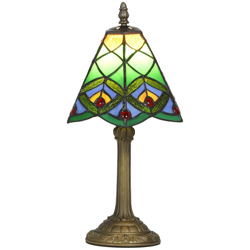 Tiffany Style Table Lamp With Stained Glass Shade Ideal For Bedroom Or Lounge Lighting Green