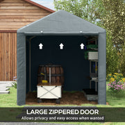 Dark Grey 1.6 x 2.2m Garden Storage Shed Tent With Shelves For Outdoor Equipment