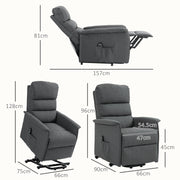 Electric Riser Recliner Armchair With Footrest And Remote For Relaxing Comfort Dark Grey