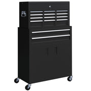 Portable Metal Tool Chest with 6 Drawers and Wheels for Garage and Workshop Use Black