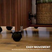 Six Seater Drop Leaf Dining Table With Storage Distressed Brown by HOMCOM