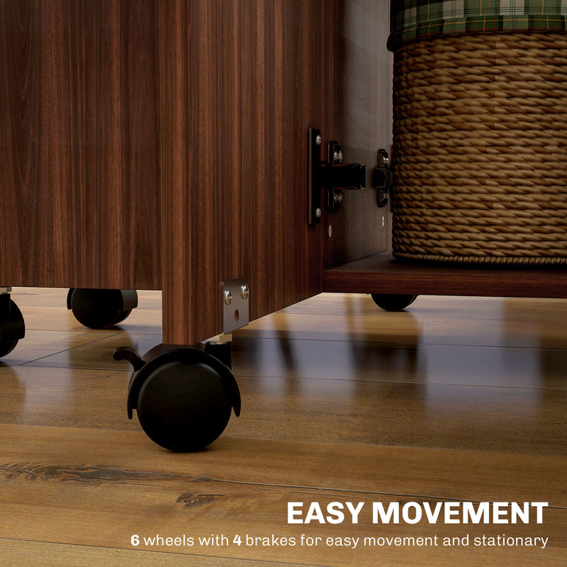 Six Seater Drop Leaf Dining Table With Storage Distressed Brown by HOMCOM