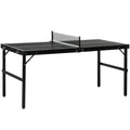 5ft Folding Table Tennis Set With Net Ideal For Indoor Or Outdoor Play Black AOSOM
