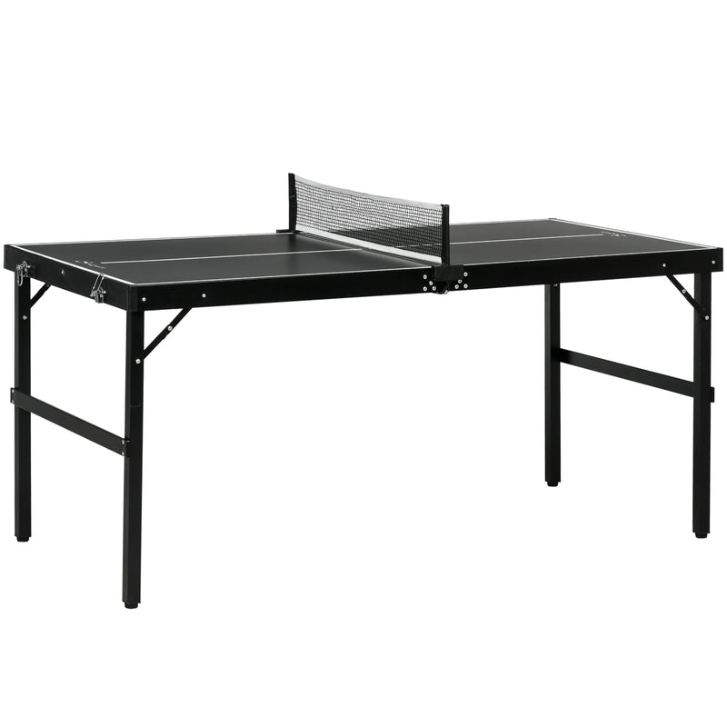 5ft Folding Table Tennis Set With Net Ideal For Indoor Or Outdoor Play Black AOSOM