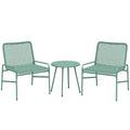 3-Piece Rattan Garden Bistro Set with 2 Chairs and Side Table — Green or Grey Outsunny
