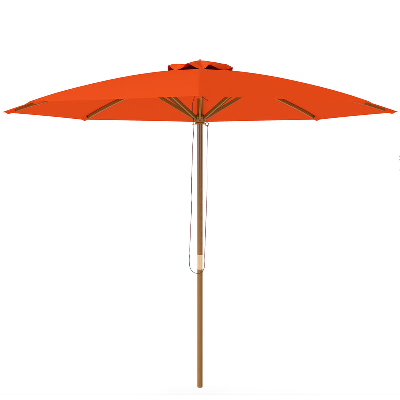 Orange 3 Metre Wooden Garden Parasol with Crank Handle and UV Protection by Outsunny