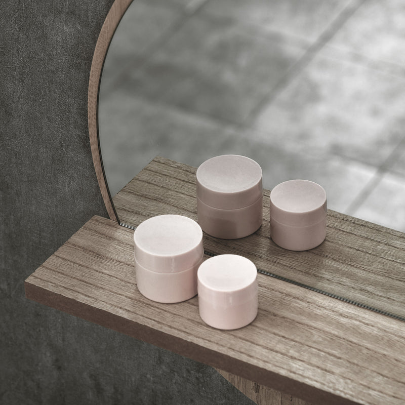 Round Wall Mirror With Shelf Ideal for Bathroom or Hallway Space Saving Design Grey