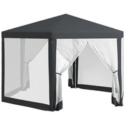 4M Hexagon Gazebo With Netting Dark Grey Outdoor Canopy Tent For Garden Events By Outsunny