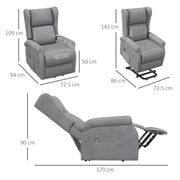 Electric Power Lift Recliner Armchair With Remote And Footrest For Elderly Comfort Grey