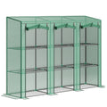 Tall 9 Shelf Mini Greenhouse For Plants And Seedlings With Zipped Cover Green AOSOM
