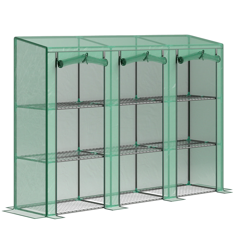 Tall 9 Shelf Mini Greenhouse For Plants And Seedlings With Zipped Cover Green AOSOM