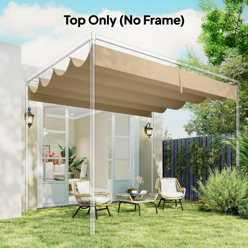 Retractable Replacement Canopy Cover for 4 x 3 m Garden Pergola UV30 Plus Protection Khaki Outsunny