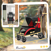 Easy Folding Pet Stroller for Large Dogs With Shock Absorb Frame and Safety Leashes by PawHut AOSOM