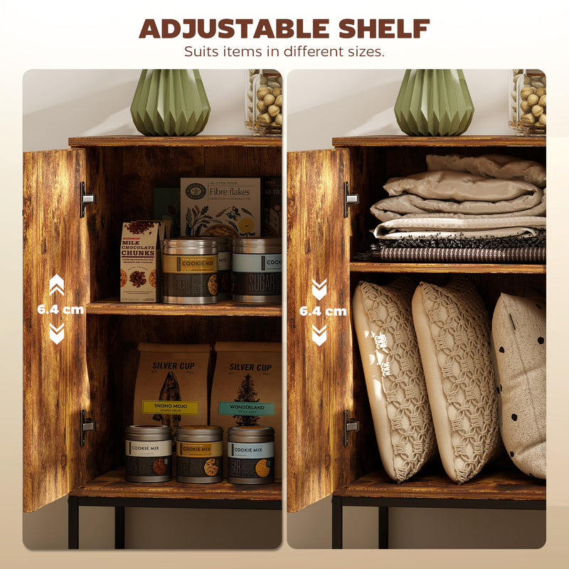 Sideboard with Adjustable Shelves and Drawers for Living Room Storage Rustic Brown