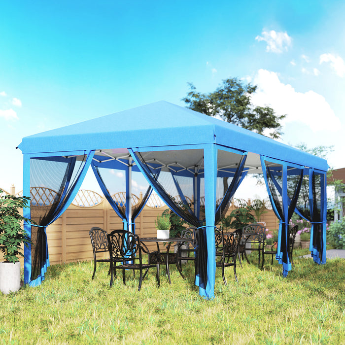 Blue 6x3m Pop Up Gazebo with Mesh Walls and Carry Bag for Events and Parties by Outsunny