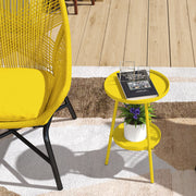 Outsunny Two-Tier Metal Garden Table - Yellow AOSOM
