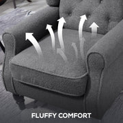 Retro Wingback Armchair with Soft Teddy Fleece Upholstery for Living Room Comfort Grey